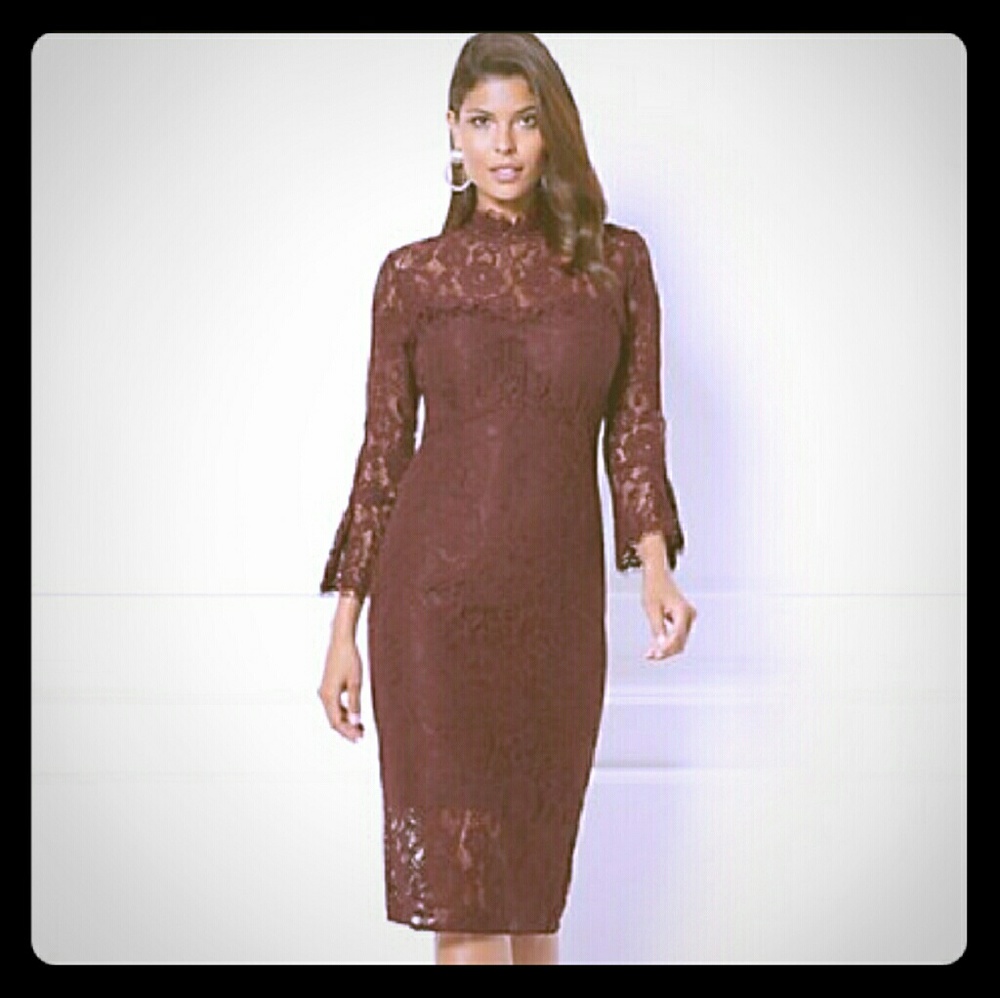 Deep red lace dress with sleeves